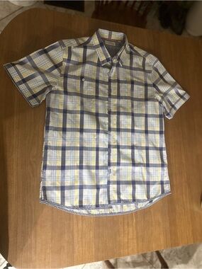 7 Diamonds Short-Sleeve Plaid Button-Down Shirt in Yellow & Blue
